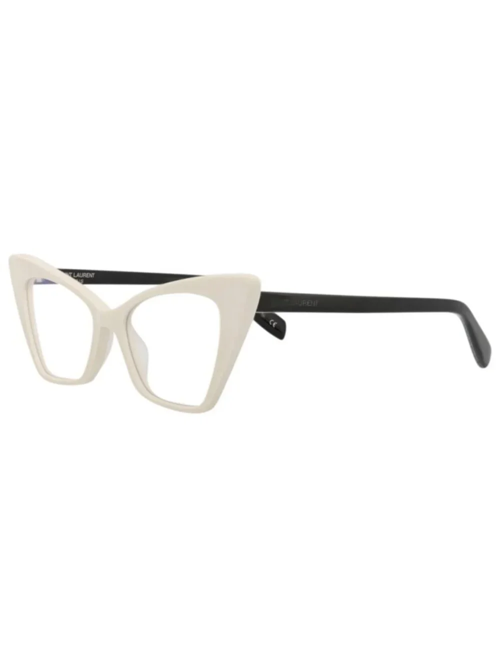 New Saint Laurent Women's Eyeglasses Cat Eye Acetate Frame Ivory Black